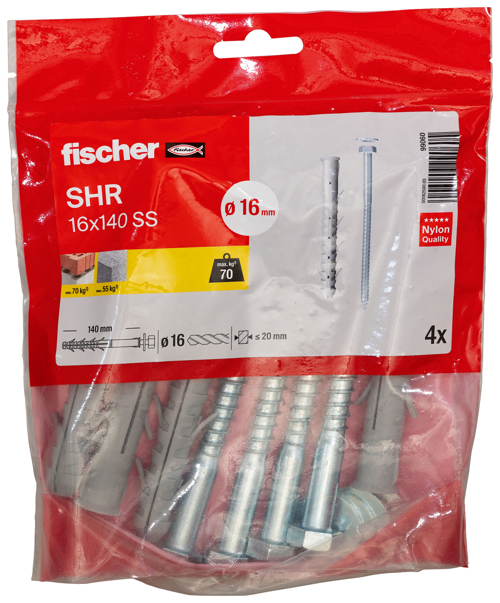 Frame fixing S-H-R - hexagonal screw - fischer international